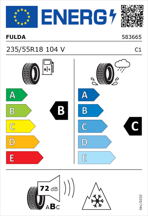 Tyre Label for Fulda MultiControl SUV 235/55R18 104V