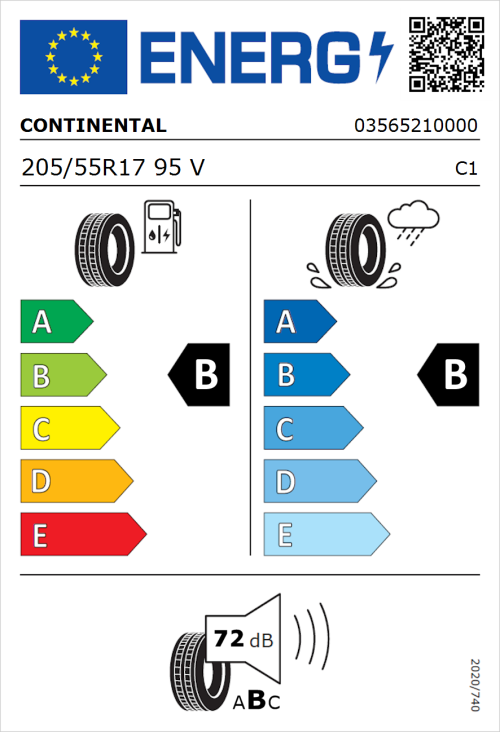 Tyre Label for Continental ContiEcoContact 5 205/55R17 95V