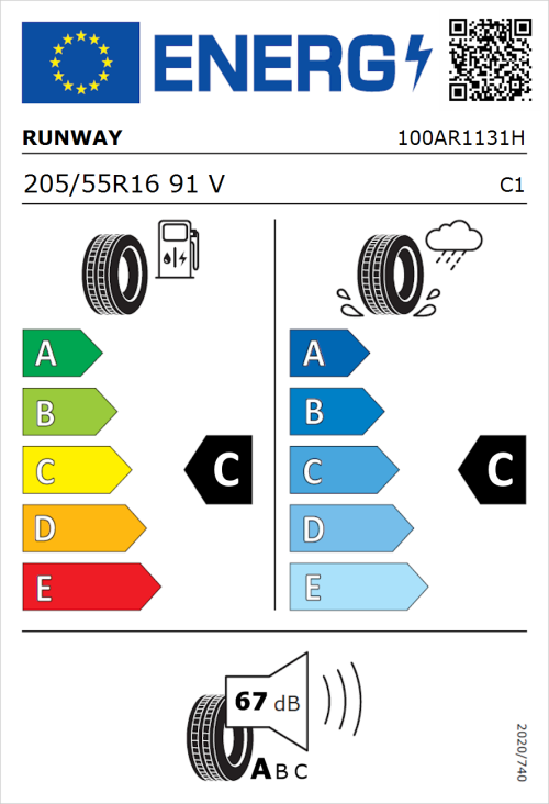 Tyre Label for Runway Enduro HP 205/55R16 91V